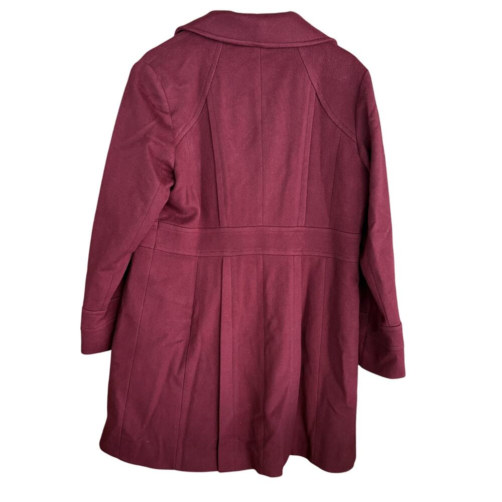 Michael Kors Wool Coat 14 Burgundy Red Jacket Button Pea Coat Academia Prep - Picture 2 of 6